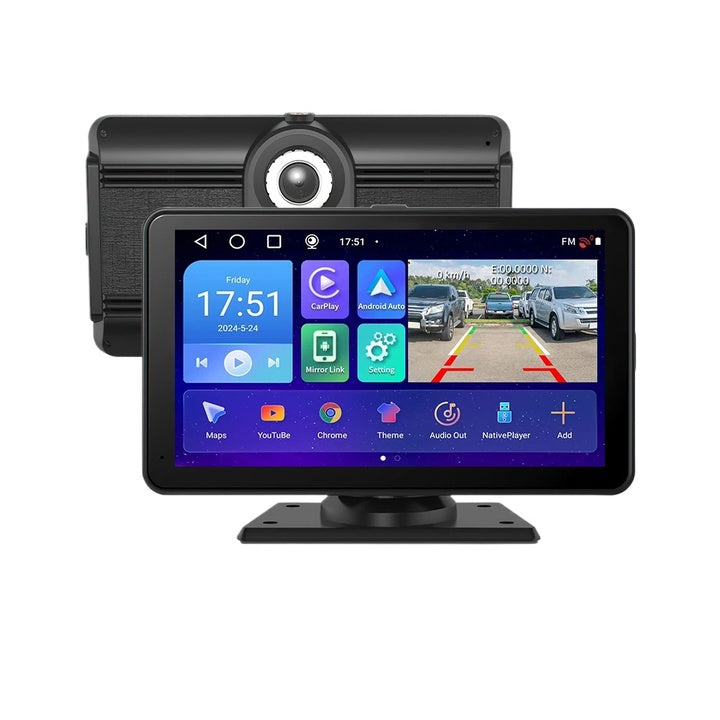 LEHX 7 ''Dash Cam Rádio Do Carro Anadroid 14 Carplay Sem Fio Android Auto GPS DashCam Carro DVR Frente Dentro Traseiro Dashbo Monitor Do Carro